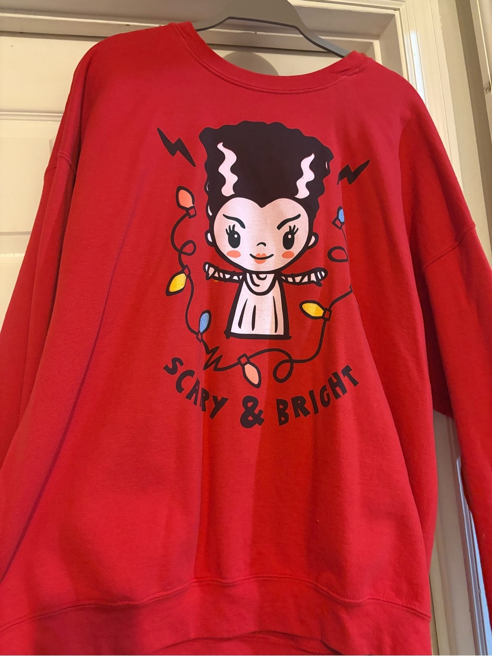 Universal Monsters Red Bride of Frankenstein Graphic Christmas Sweatshirt